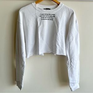 ZARA | White Cropped Sweatshirt